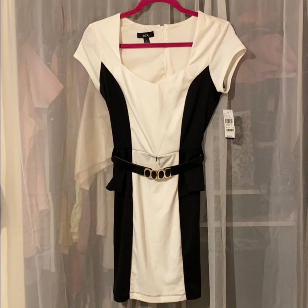 BCX Dresses | Black and White Peplum Dress NWT